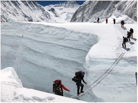 Bob Berger climbing Mt. Everest