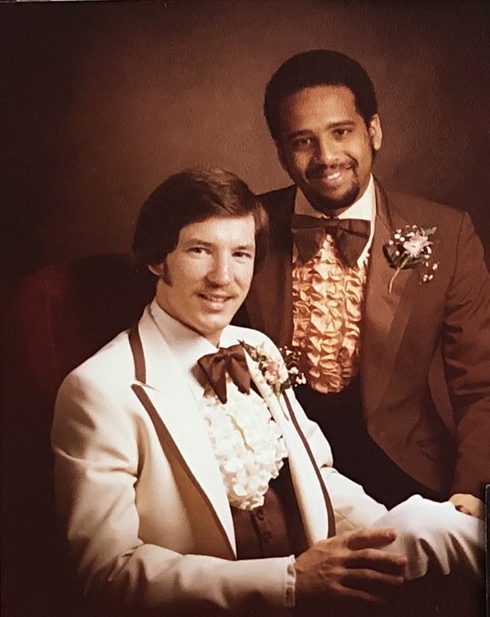 Kirk (right) as best man at Rich's wedding