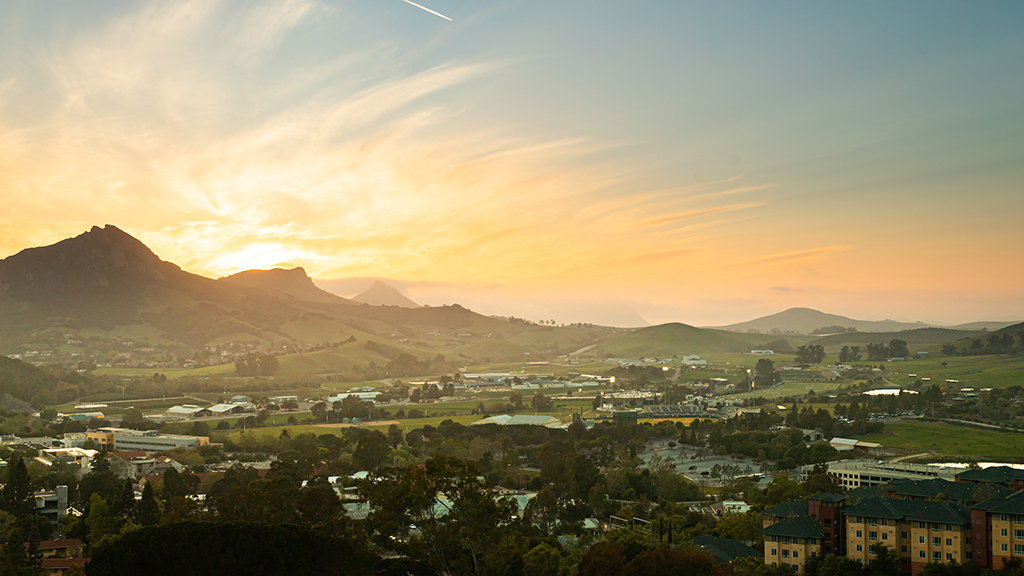 Cal Poly campus at sunset