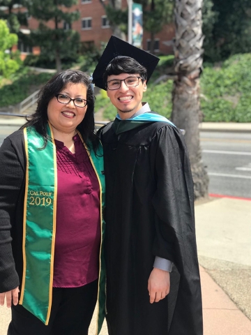 Lorraine and Ernest Lopez at his graduation ceremony in 2019. 