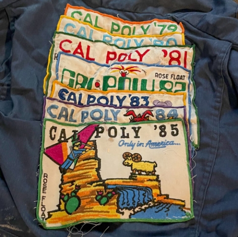 Cal Poly Rose Float patches from 1979-85