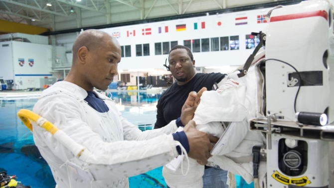 Victor Glover training for a space walk at NASA