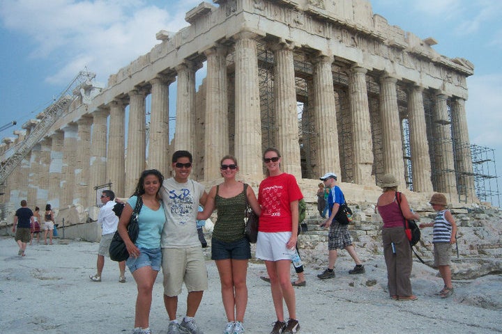 Alumni in Greece at teh Parthenon