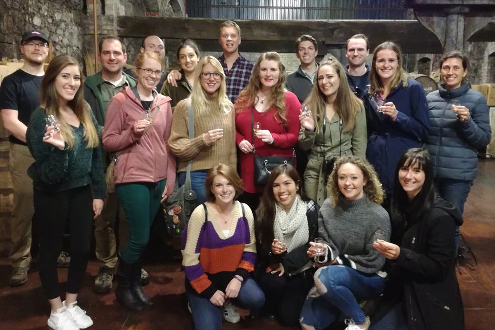 Alumni at Killbeggan Distillery in Ireland
