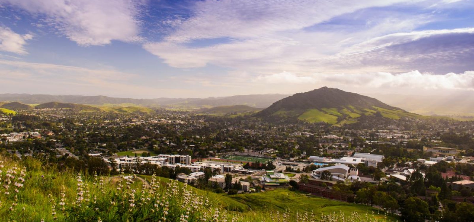 Cal Poly campus landscape with hills