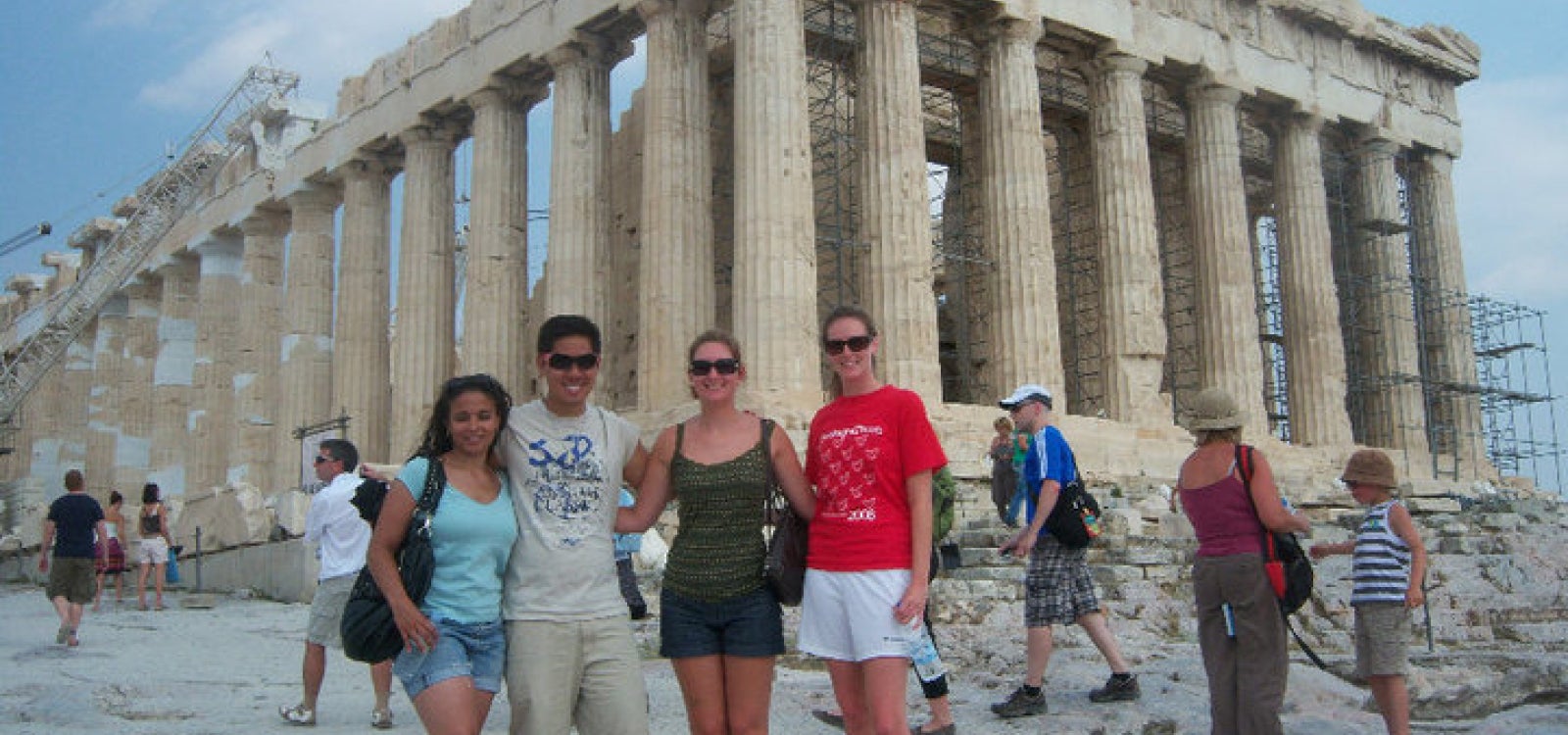 Alumni in Greece at teh Parthenon
