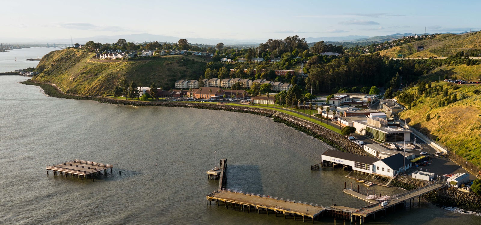 A pano of Cal Poly Maritime campus and pier. 