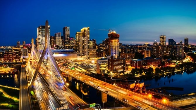 Boston landscape at night