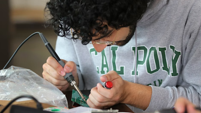 Student working on a project
