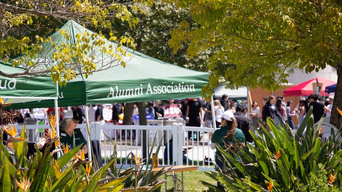 Alumni tabling booth.