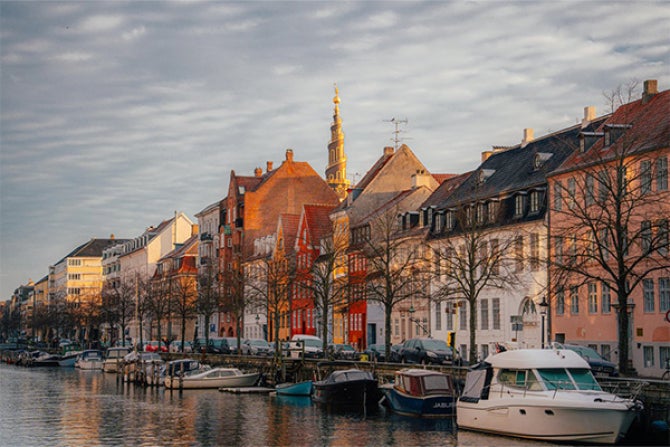 Streets of Copenhagen during sunrise.