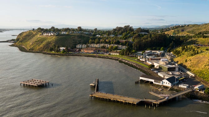 A pano of Cal Poly Maritime campus and pier. 