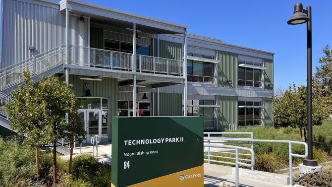 Cal Poly Technology Park II sign and building exterior.