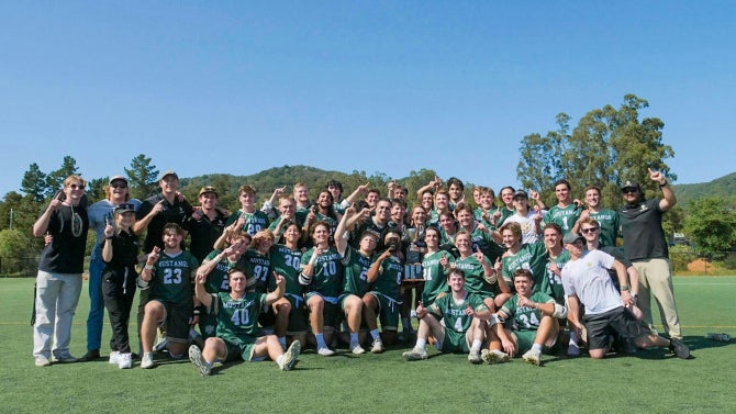Group of Cal Poly lacrosse members after a game.